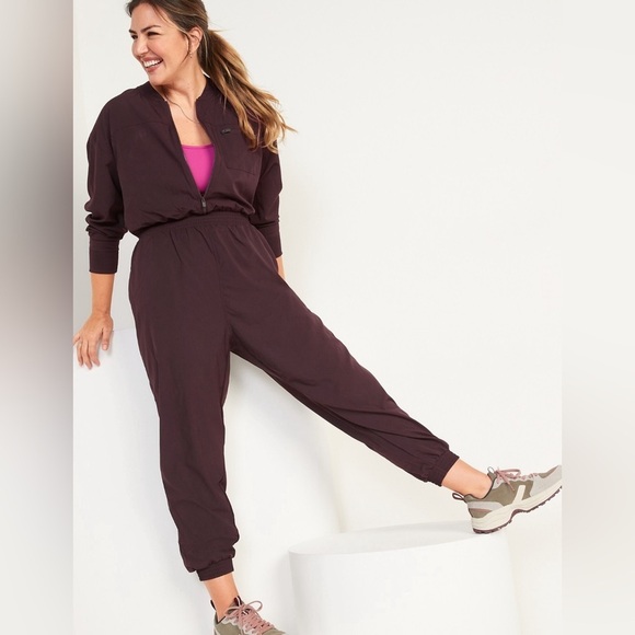 NWT! Women's Plum Wine StretchTech Cropped Zip Bomber Jumpsuit - Size XS - Picture 5 of 8